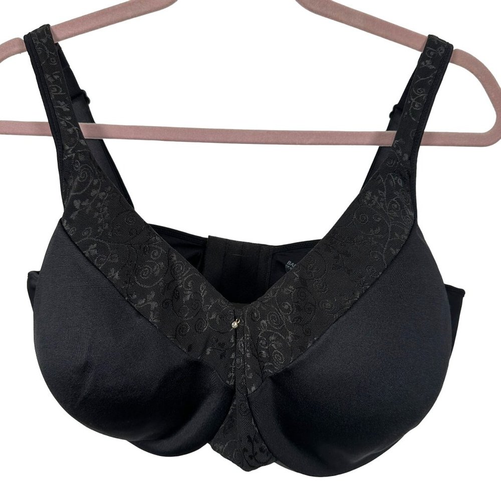 Bali 42DDD Bra Womens Black Underwire Floral‎ Adjustable Straps Back Clasp